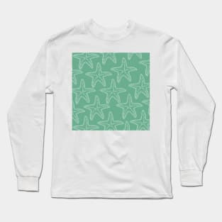 starfish aloha hawaii pattern light green mint and white Long Sleeve T-Shirt